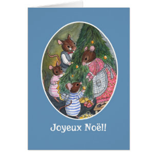 Niedliche Mäuse Dekorieren Weihnachtsbaum Französi