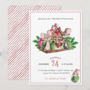 Niedliche Mäuse Einladung zur Weihnachtsfeier