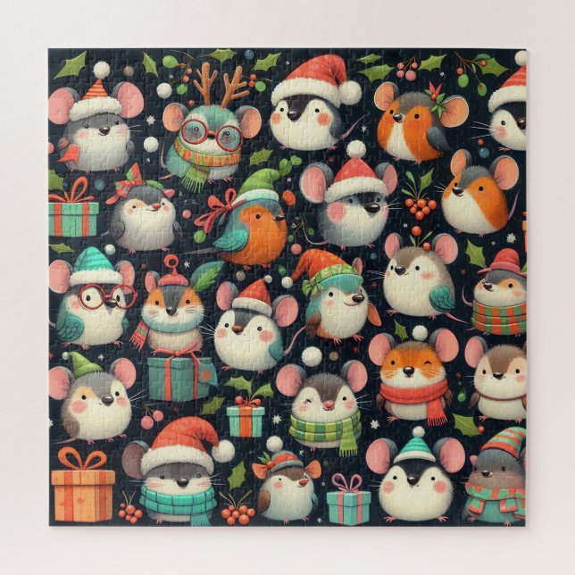 Niedliche Mäuse, Geschenke und Robins Puzzle (Vertikal)