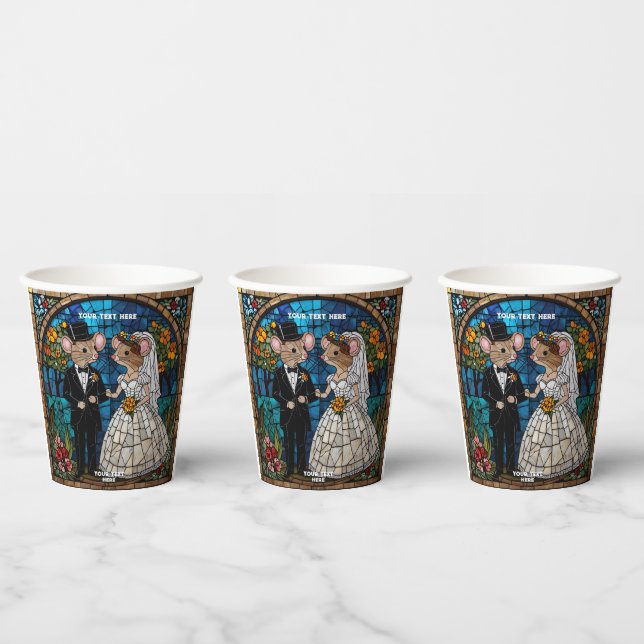 Niedliche Mäuse Hochzeitscouple-Untersetzer Pappbecher (Multi)