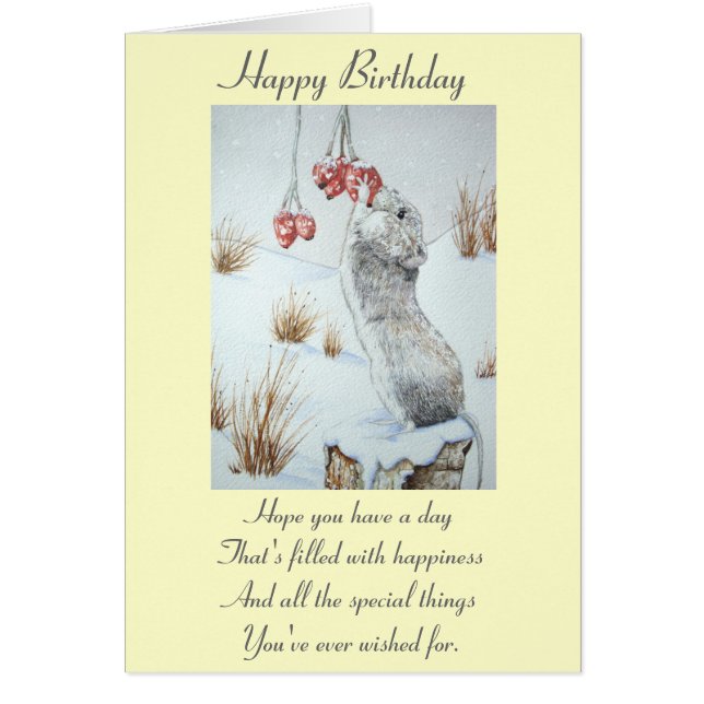 Niedliche Mäuse und rote Beeren - Schneeszene (Vorne)