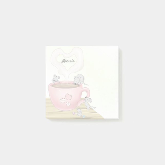 Niedliche Mäuse Wasserfarbe Gelb Post-it Klebezettel (Vorderseite)