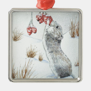 niedliche Mäuse Wildlife Snowszene bei Weihnachten Ornament Aus Metall