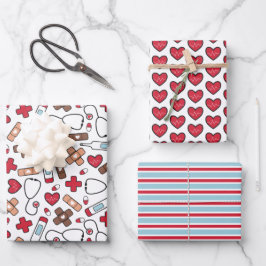Niedliche Medical Patterns Geschenkpapier Set