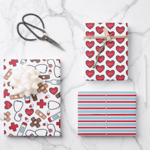 Niedliche Medical Patterns Geschenkpapier Set