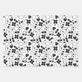 Niedliche Medical Patterns Geschenkpapier Set