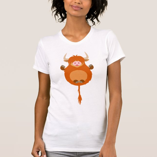 Niedliche Meditation Cartoon Hochland Kuh Frauen T T-Shirt (Vorderseite)