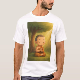 "Niedliche Meditation Mönch Cartoon Calm Spiritu T-Shirt
