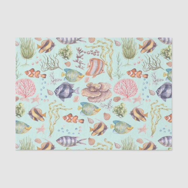 Niedliche Meeresfauna und -flora Seidenpapier (Vorderseite)