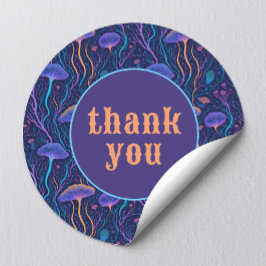 Niedliche Meeresqualle Vielen Dank Runder Aufkleber