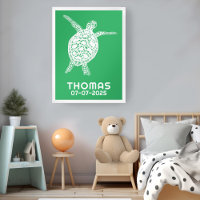 Niedliche Meeresschildkröte CUSTOM BABY NAME BIRTH