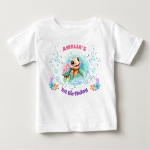 Niedliche Meeresschildkröte Farbenfrohe Girl 1. Ge Baby T-shirt