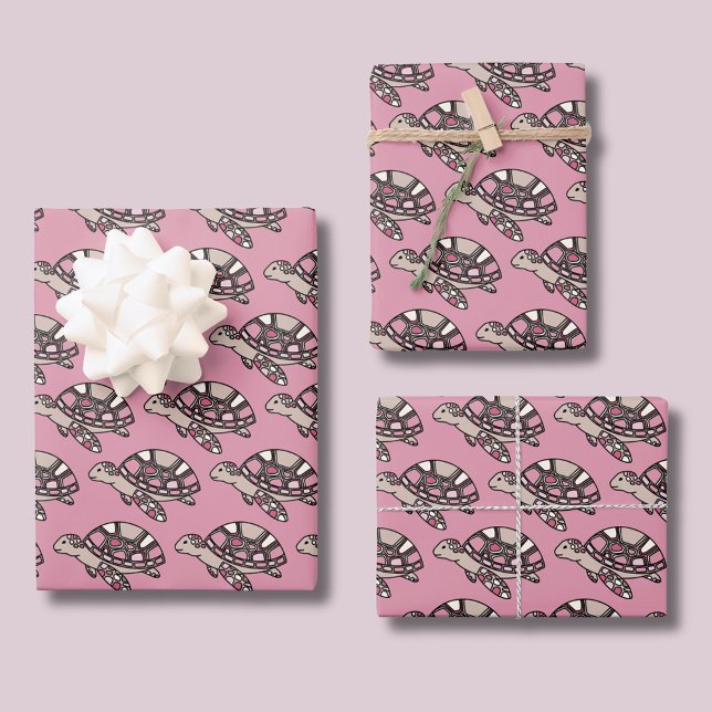 Niedliche Meeresschildkröte Geschenkpapier Set (Cute pink sea turtle girls wrapping paper. Matching items available. )