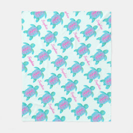 Niedliche Meeresschildkröte individuelle Name Aqua Fleecedecke