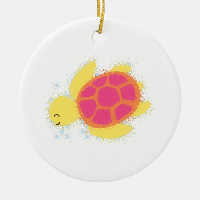 Niedliche Meeresschildkröte Keramikornament (Vorne)