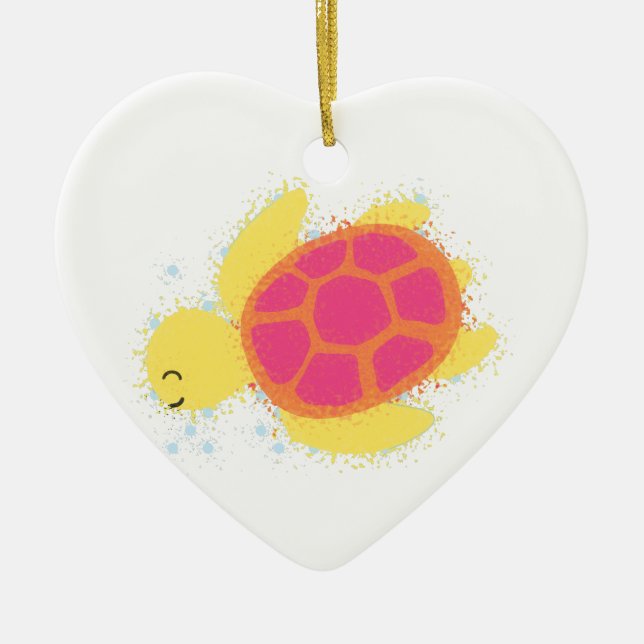 Niedliche Meeresschildkröte Keramikornament (Vorne)