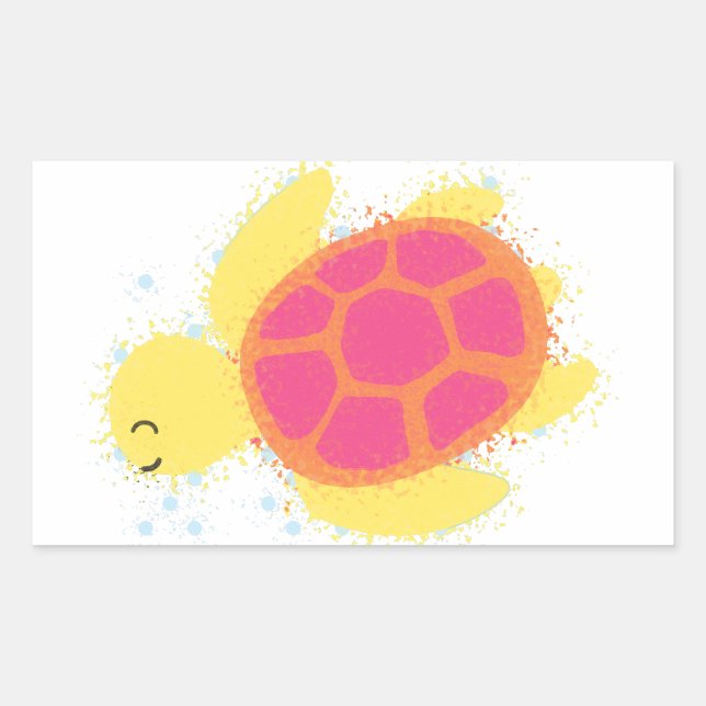 Niedliche Meeresschildkröte Rechteckiger Aufkleber (Vorderseite)