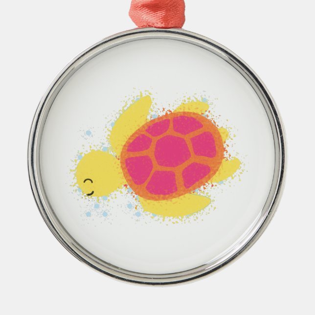 Niedliche Meeresschildkröte Silbernes Ornament (Vorne)