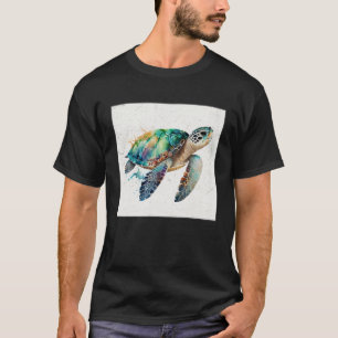 Niedliche Meeresschildkröte Spritzer Illustration  T-Shirt