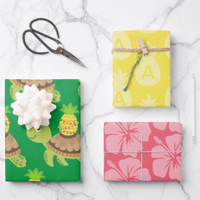 Niedliche Meeresschildkröte Weihnachten Geschenkpapier Set (Vorderseite)