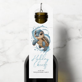 Niedliche Meeresschildkröte Weihnachtsfeiertag Flaschenanhänger