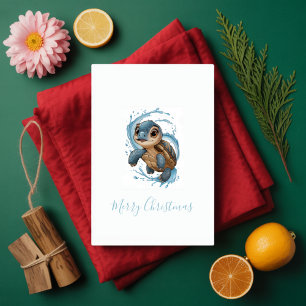 Niedliche Meeresschildkröte Weihnachtsfeiertag Karte