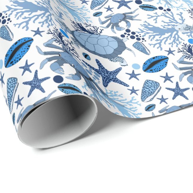 Niedliche Meeresschildkröten Muster Strand Party Geschenkpapier (Rolleneckpunkt)