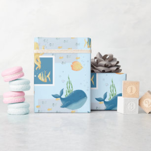 Niedliche Meerestiere Blue Baby Underwater Geschenkpapier