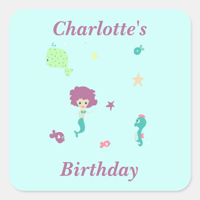 Niedliche Meerestiere Quadratischer Aufkleber (Vorderseite)