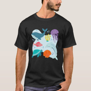 Niedliche Meerestiere Whale Dolphin Fish Shark Jel T-Shirt