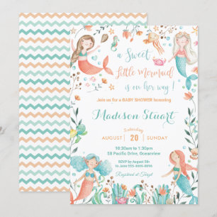 Niedliche Meerjungdusche unter dem Sea Baby Girl Einladung