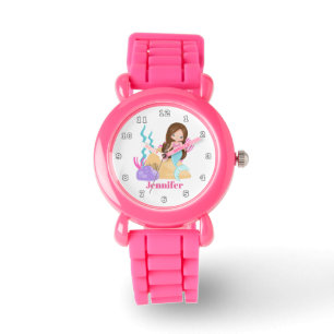 Niedliche Meerjungfrau addieren Namensmädchenuhr Armbanduhr