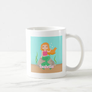 Niedliche Meerjungfrau auf Rock Girls Personalisie Kaffeetasse