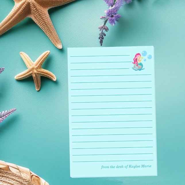 Niedliche Meerjungfrau Custom Aquamarin Lined Beac Post-it Klebezettel (Von Creator hochgeladen)