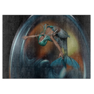 Niedliche Meerjungfrau fröhlich schwimmen Schneidebrett