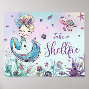 Niedliche Meerjungfrau Geburtstag Baby Shower Mach Poster