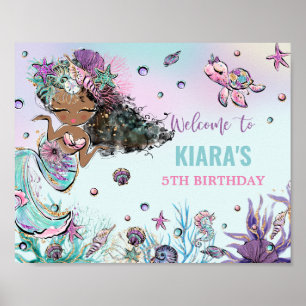 Niedliche Meerjungfrau Geburtstag unter dem Meeres Poster