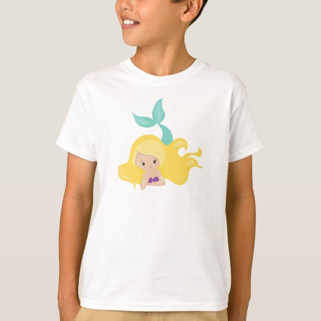 Niedliche Meerjungfrau, kleine Meerjungfrau, Blond T-Shirt (Vorderseite)