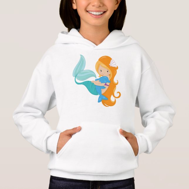 Niedliche Meerjungfrau, kleine Meerjungfrau, Orang Hoodie (Vorderseite)