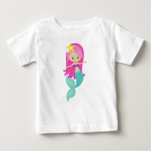 Niedliche Meerjungfrau, kleine Meerjungfrau, rosa  Baby T-shirt