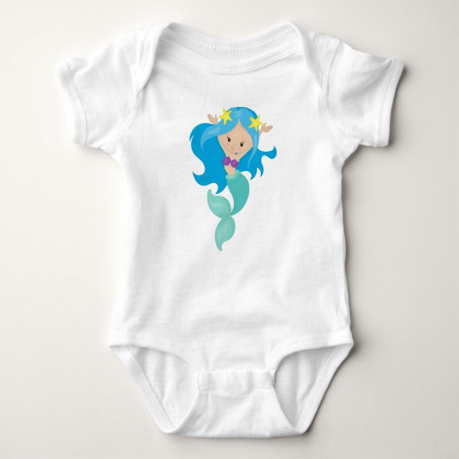 Niedliche Meerjungfrau, kleine Meerjungfrau, Starf Baby Strampler (Vorderseite)