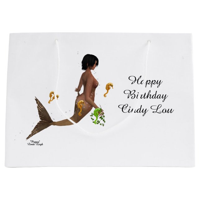 Niedliche Meerjungfrau mit Geschenktasche für Seep Große Geschenktüte (Vorderseite)