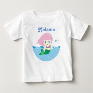Niedliche Meerjungfrau mit rosa Haar Personalisier Baby T-shirt