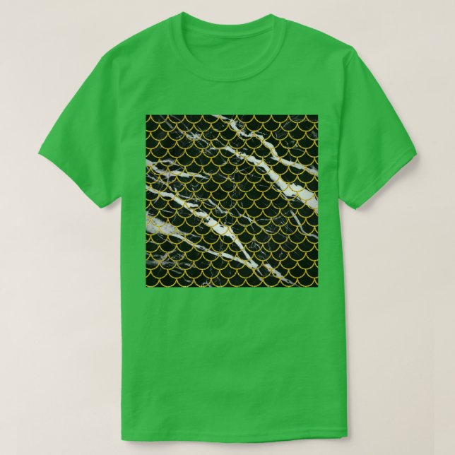 Niedliche Meerjungfrau mit schwarzem Marmormuster T-Shirt (Design vorne)