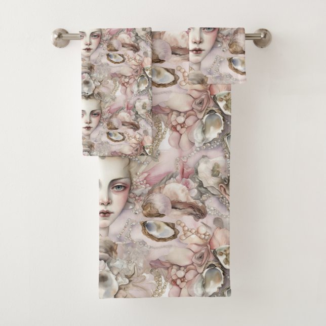 niedliche Meerjungfrau Muscheln Perlen Badhandtuch Set (Insitu)