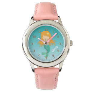 Niedliche Meerjungfrau Personalisiert Girl Watch Armbanduhr