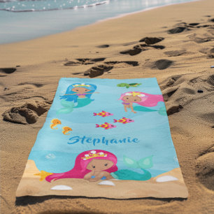 Niedliche Meerjungfrau Personalisiert Strandtuch