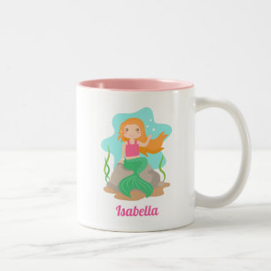 Niedliche Meerjungfrau Personalisiert Zweifarbige Tasse
