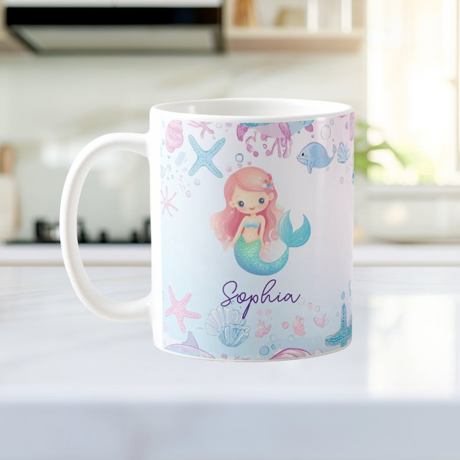 Niedliche Meerjungfrau - personalisierte Umarmung Kaffeetasse (Von Creator hochgeladen)