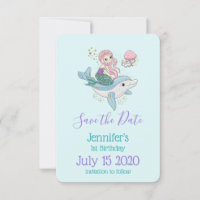 Niedliche Meerjungfrau Rafting a Dolphin Geburtsta